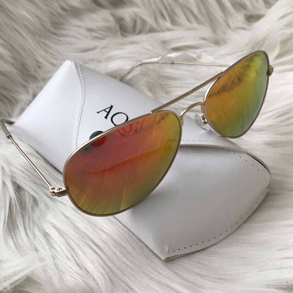 NWOT AQS MIRRORED AVIATOR SUNGLASS - Picture 1 of 7